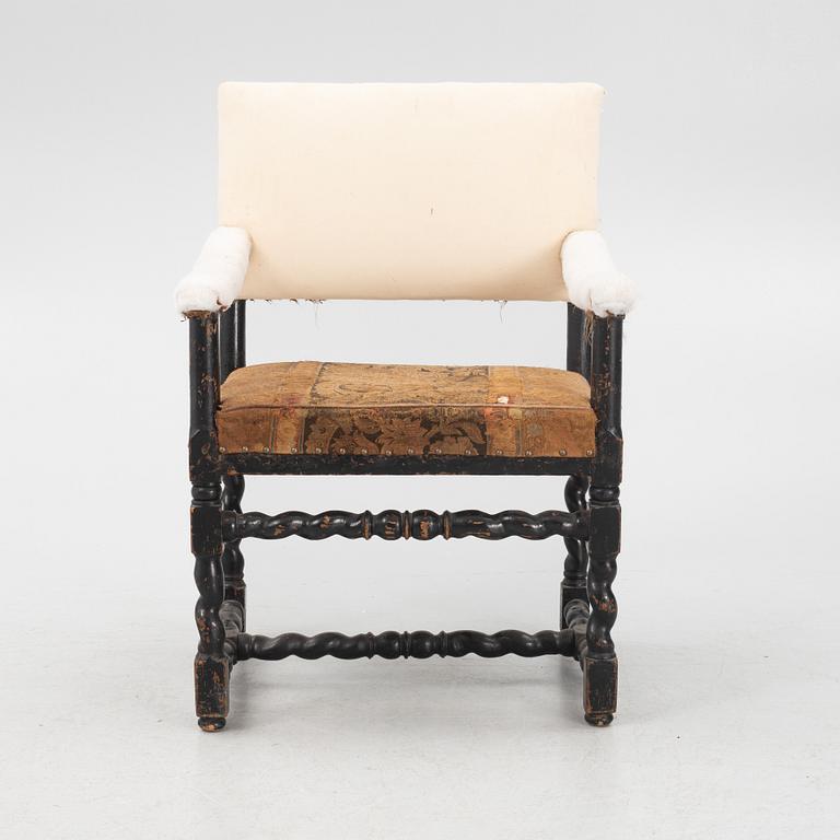 A Swedish Baroque open armchair, circa 1700.