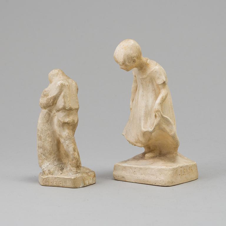 CARL ELDH, 2 plaster  sculptures, signed.