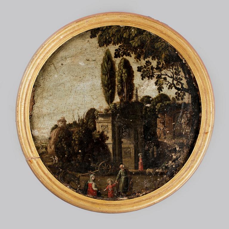 OKÄND KONSTNÄR, olja på pannå, 1700-tal.
