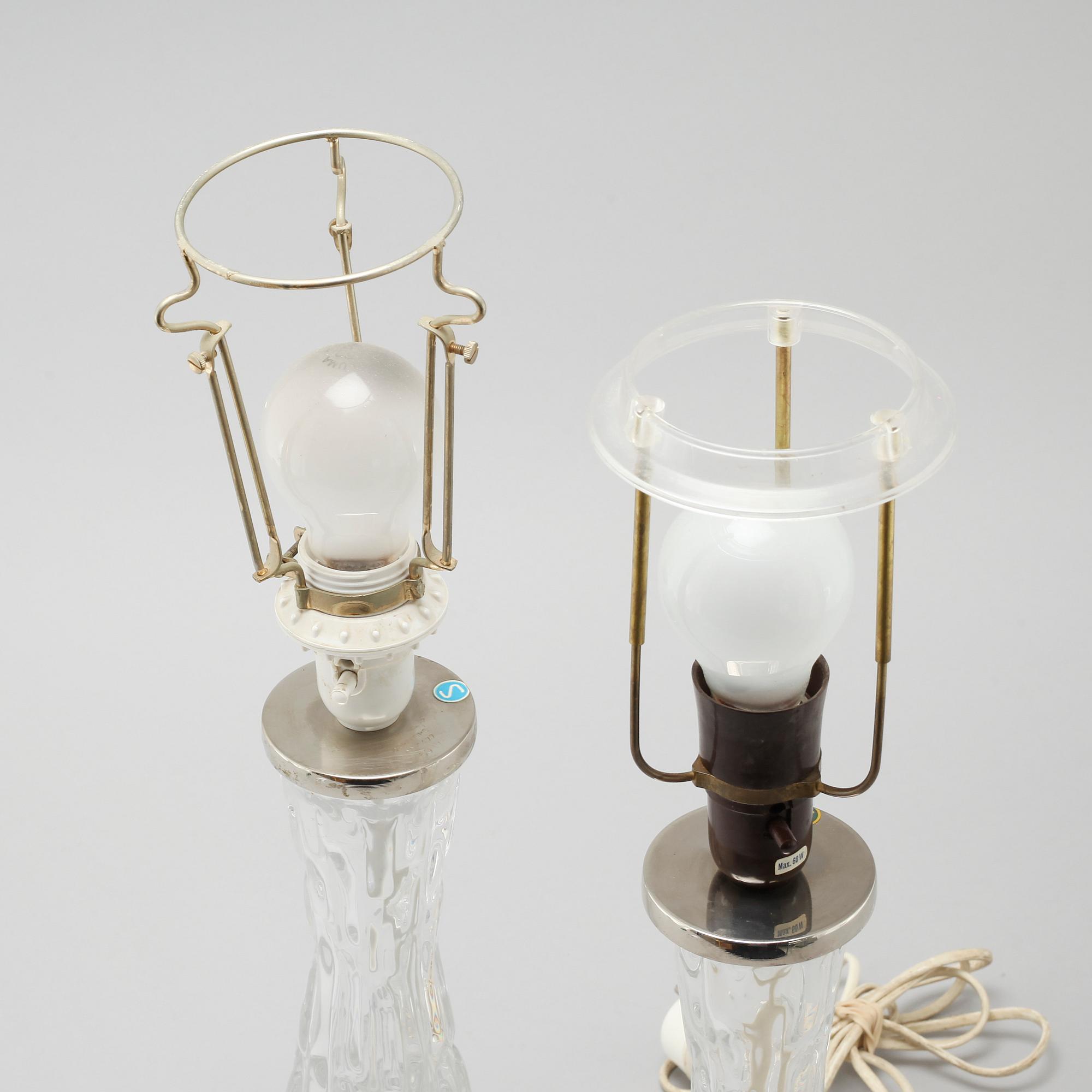 A pair of table lamps by Carl Fagerlund for Orrefors, third quarter of the 20th century.