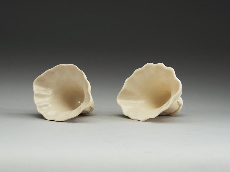 A set of two blanc de chine libation cups, Qing dynasty.