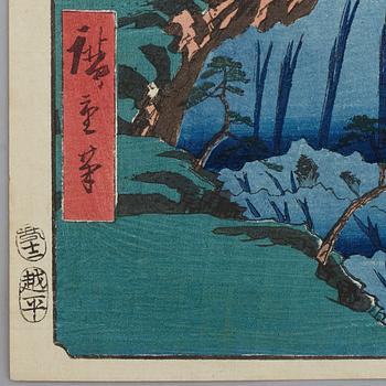UTAGAWA HIROSHIGE (1797-1858), efter, färgträsnitt. Japan, "Gokei", tidigt 1900-tal.