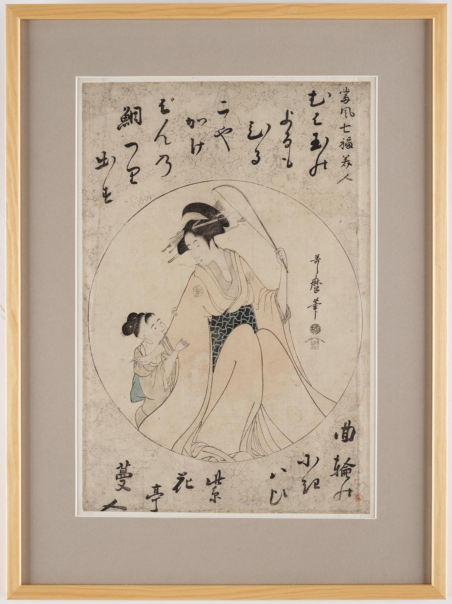 UTAMARO KITAGAWA (c.1753-1806), after, color woodblock print. Japan, 'Ebisu', 19th century.