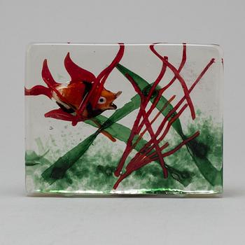 A Murano glass sculpture with fish and seaweed, Italy.