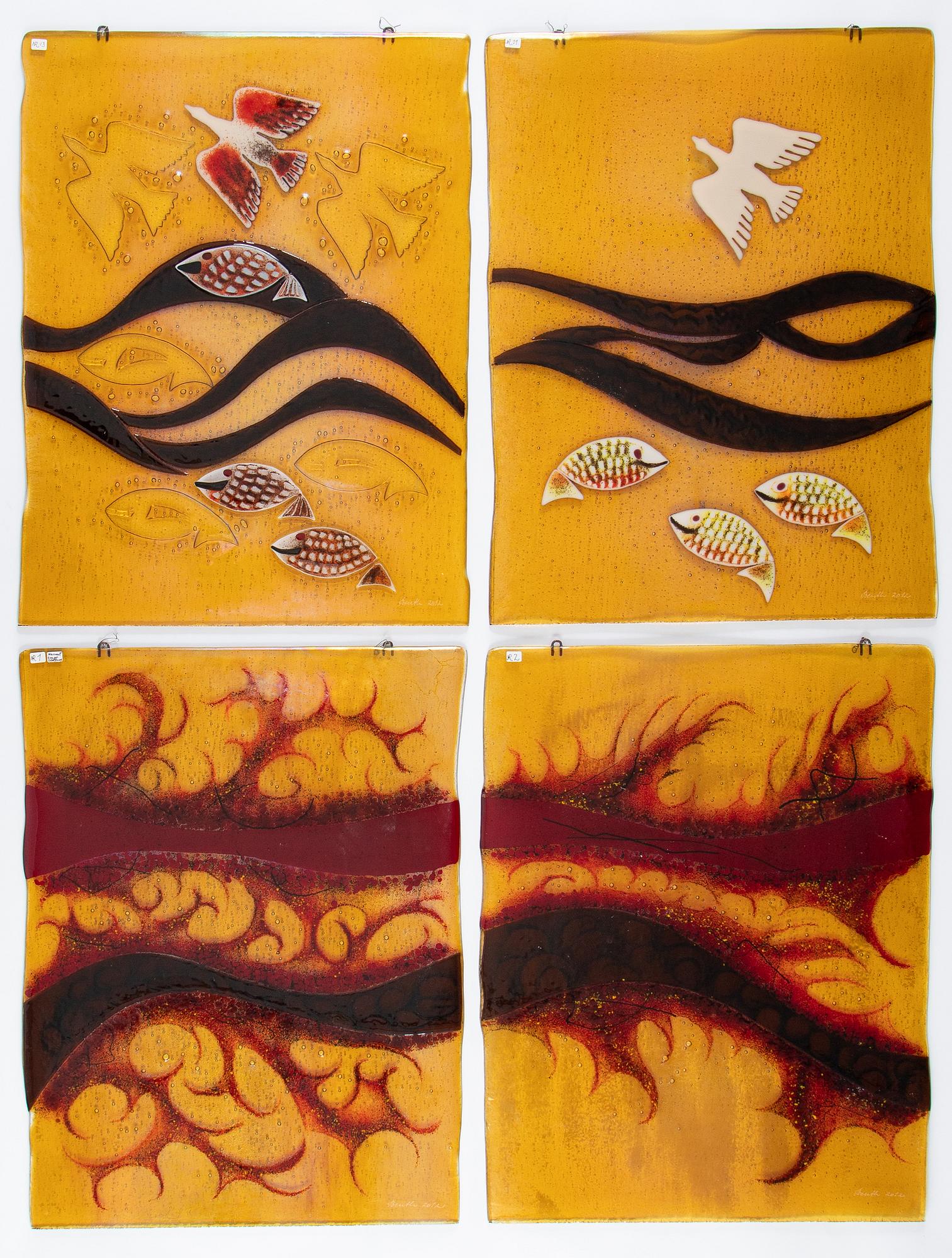 Benth Owesen, 23 glass plaques, Norway, signed and dated.