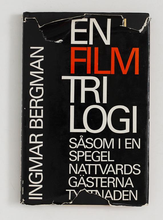 BÖCKER, 2 st,  Ingmar Bergman, "Bilder", Nordstedts förlag AB, Stockholm 1990 samt "En filmtrilogi", P.A Nordstedt & söners förlag, Stockholm 1963.