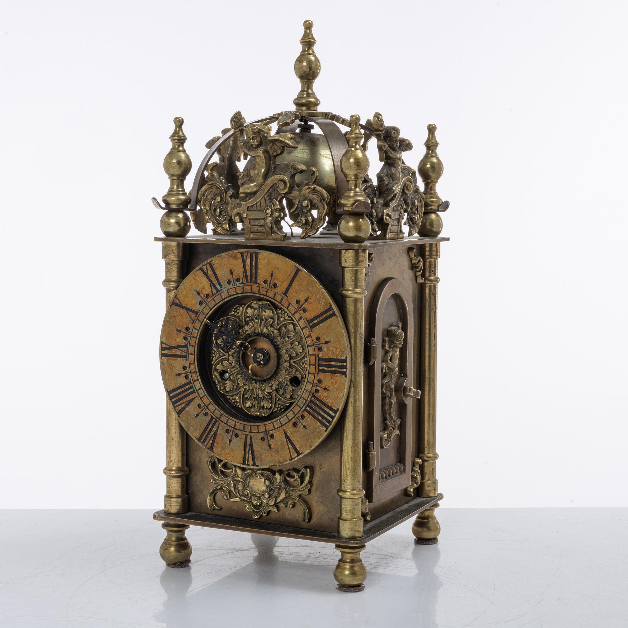 A Baroque style lantern clock, Daniel Møller, Denmark, 20th century.