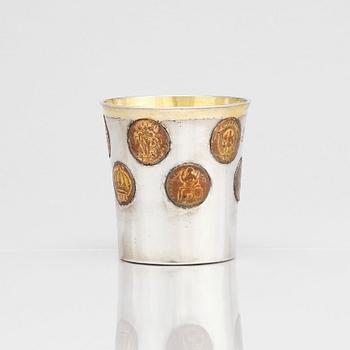 A Swedish parcel-gilt silver coin-beaker, mark of Nils Hellberg, Norrtälje 1805.