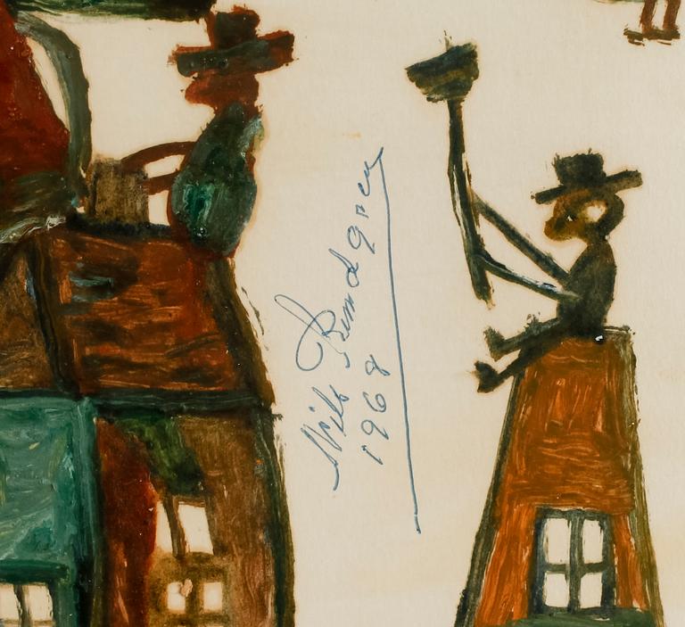 NILS "BJÖRNJÄGARN" RUNDGREN, gouache, sign och dat 1969.