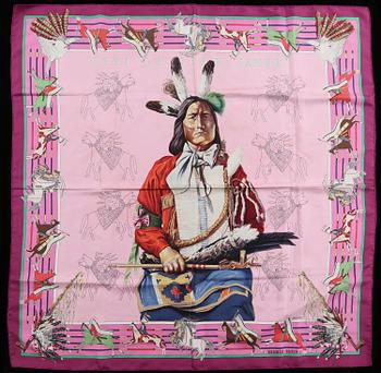 SCARF, siden, "Pani La Shar Pawnee", Kermit Oliver, Hermès, 1900/2000-tal.