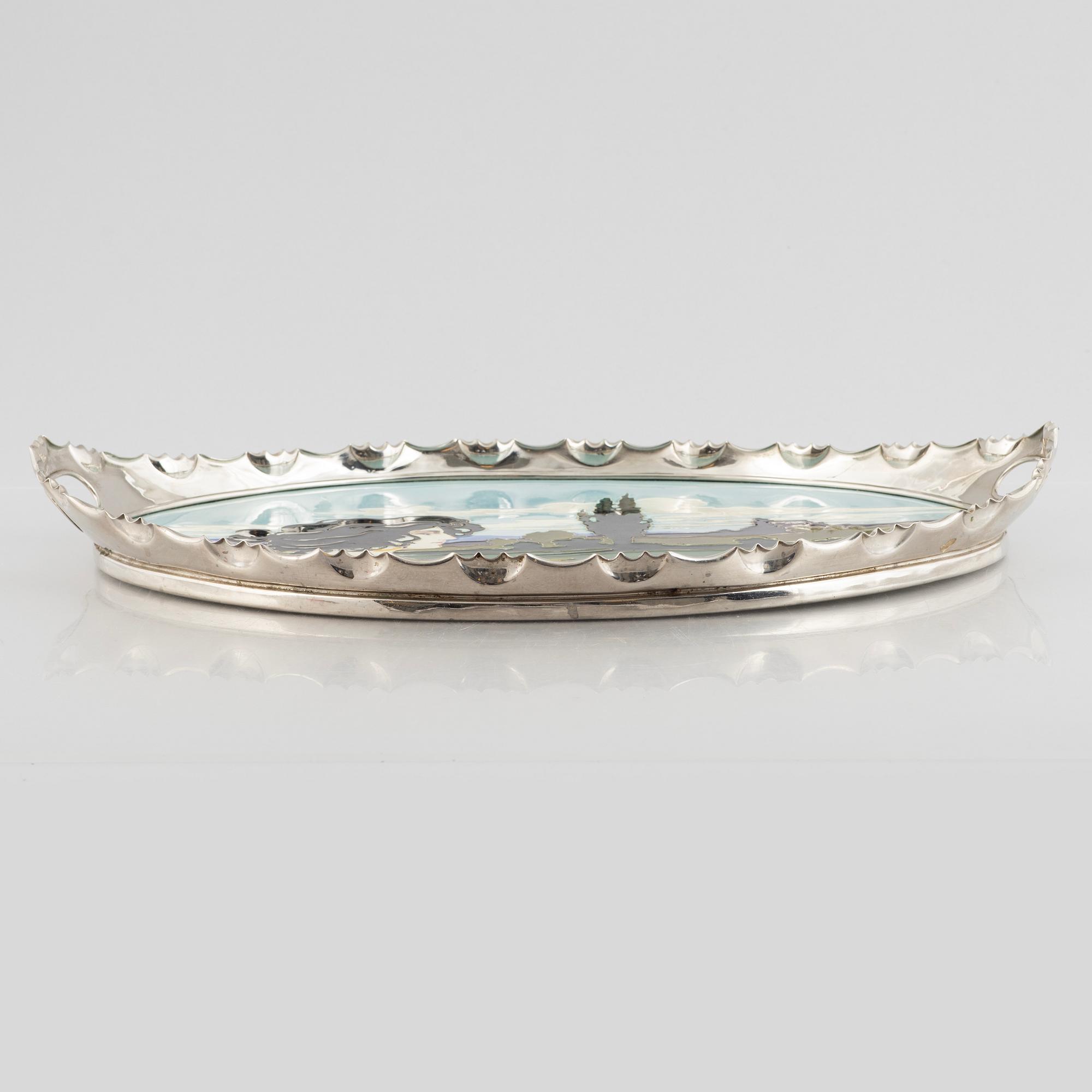 Carl Sigmund Luber, an Art Nouveau tray, Johann Von Schwarz, early 20th Century.
