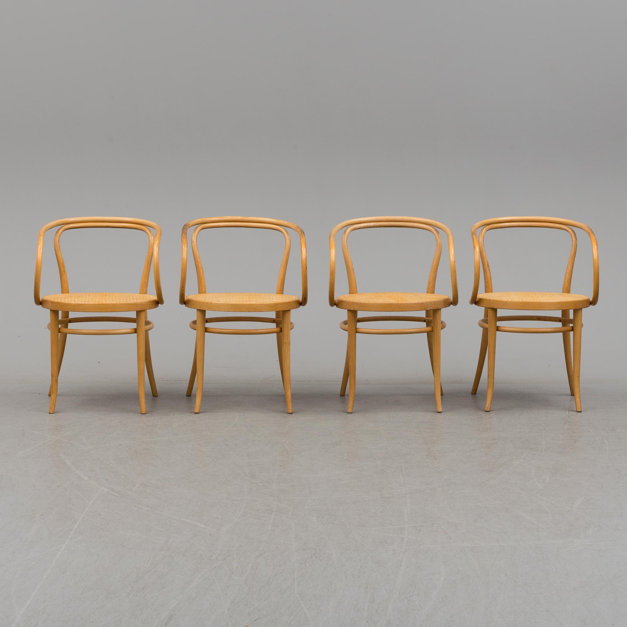 Four Thonet bent-wood armchairs, first half of the 20th Century.