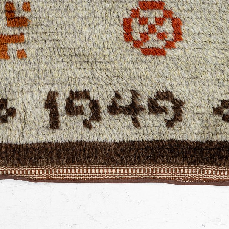 Matta, rya, signerad, 1949, ca 225 x 155 cm.