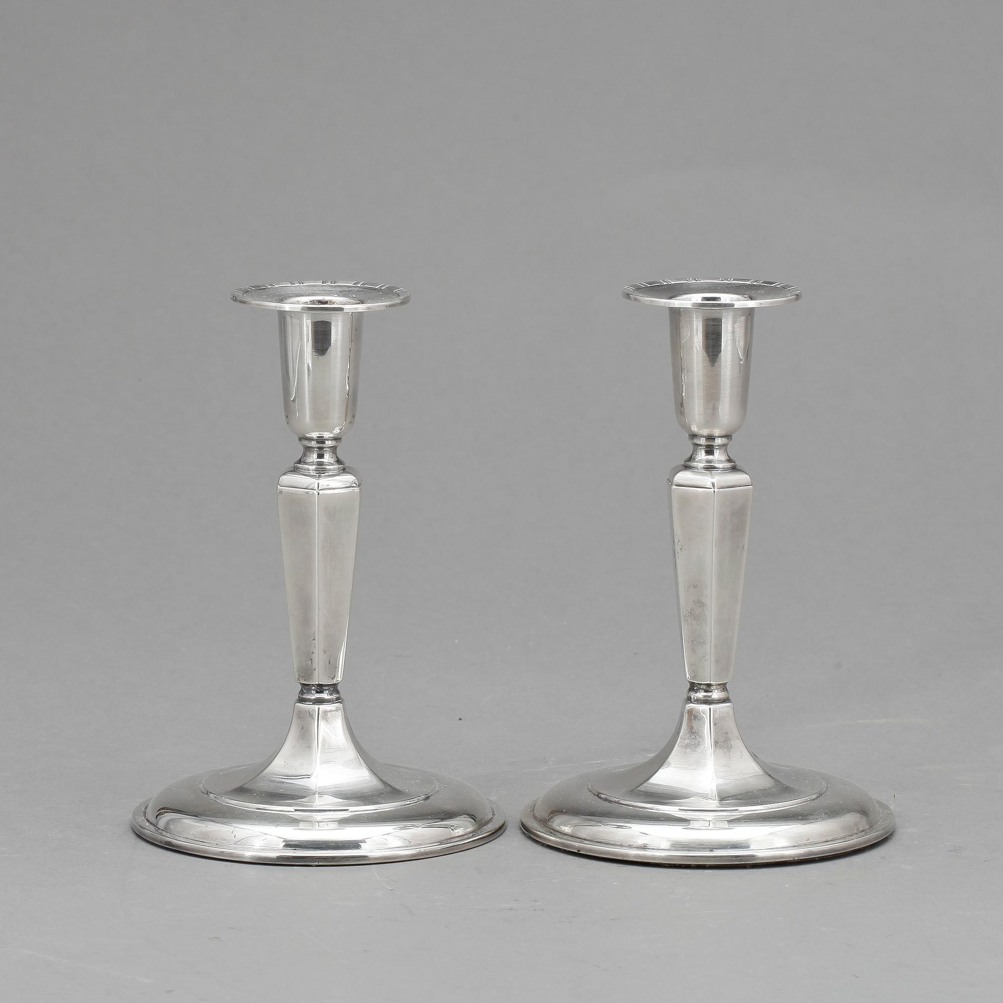 LJUSSTAKAR, silver, ett par, K&Ec, Göteborg, 1957.