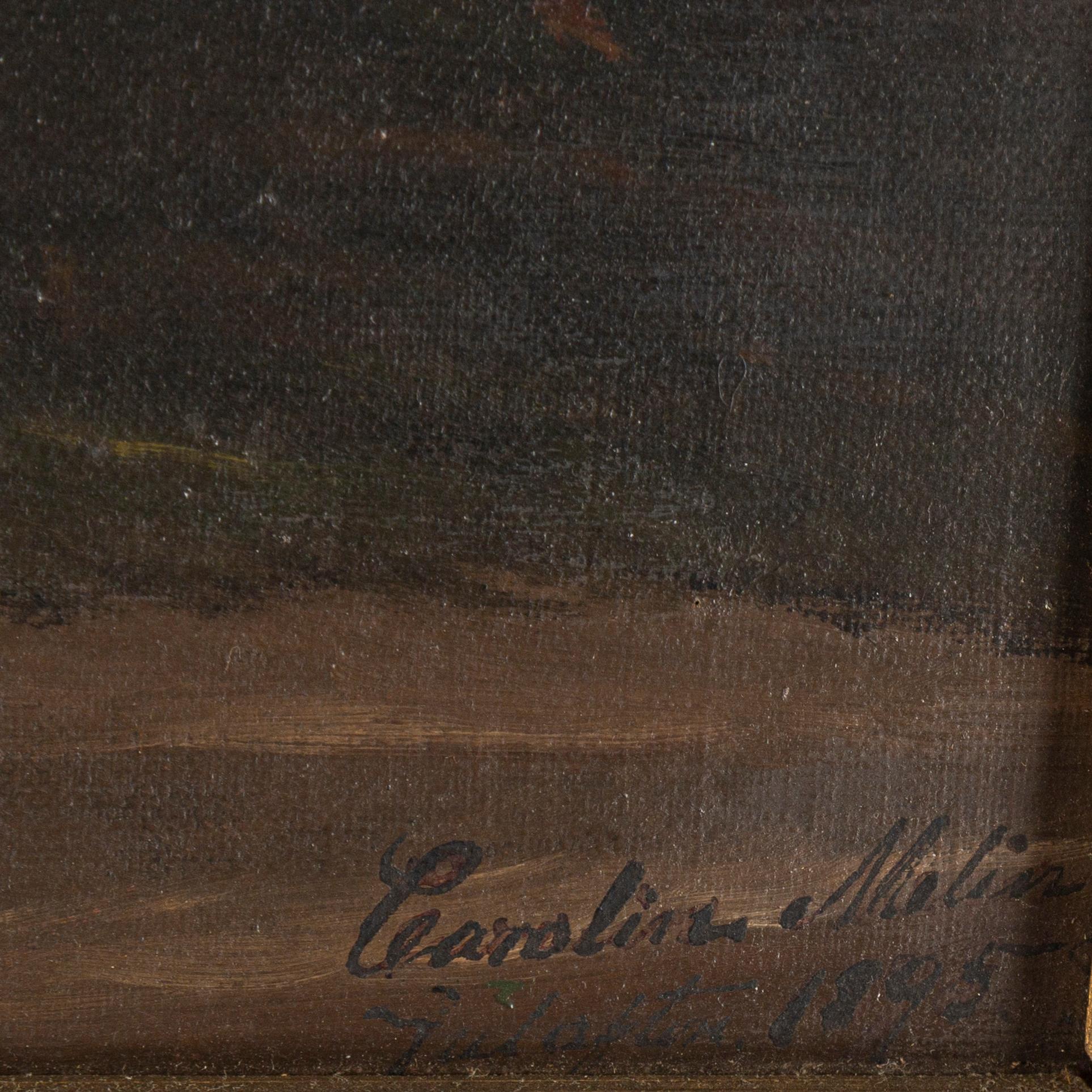 Okänd konstnär, oil on canvas, signed Carolina Molin and dated 1895.