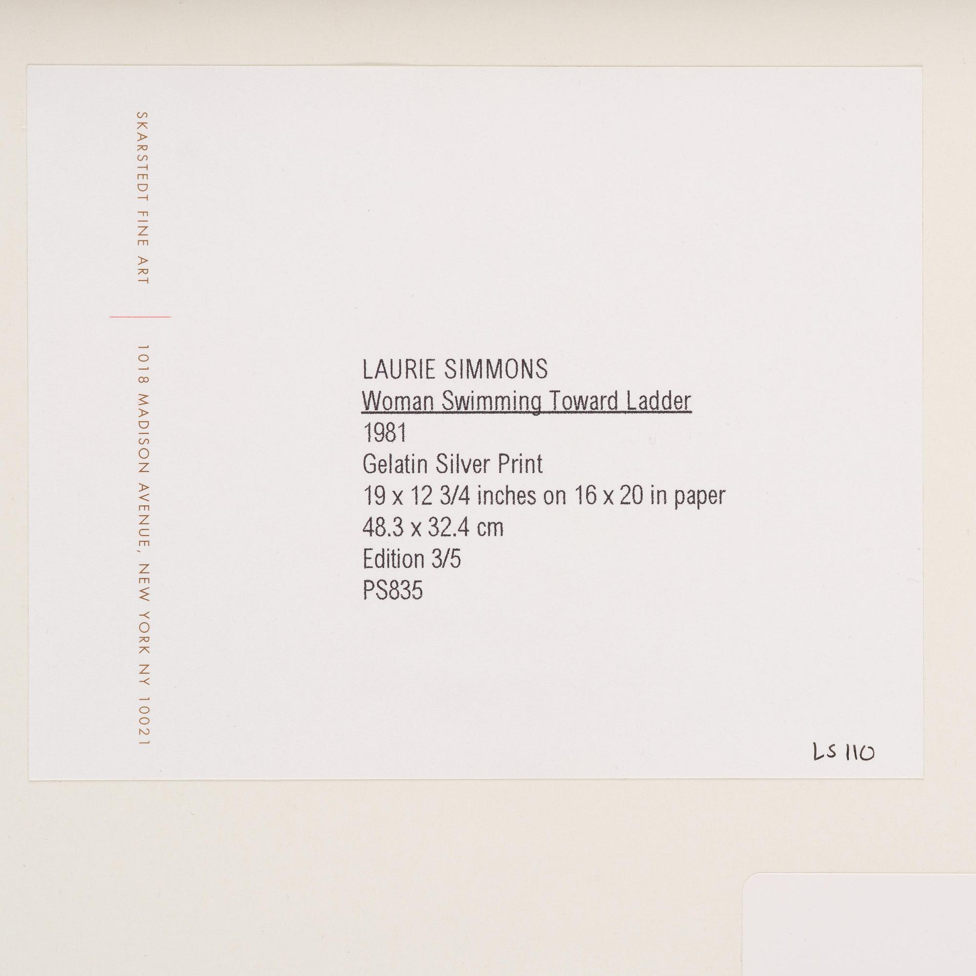 Laurie Simmons, "Woman Swimming Toward Ladder", 1981.