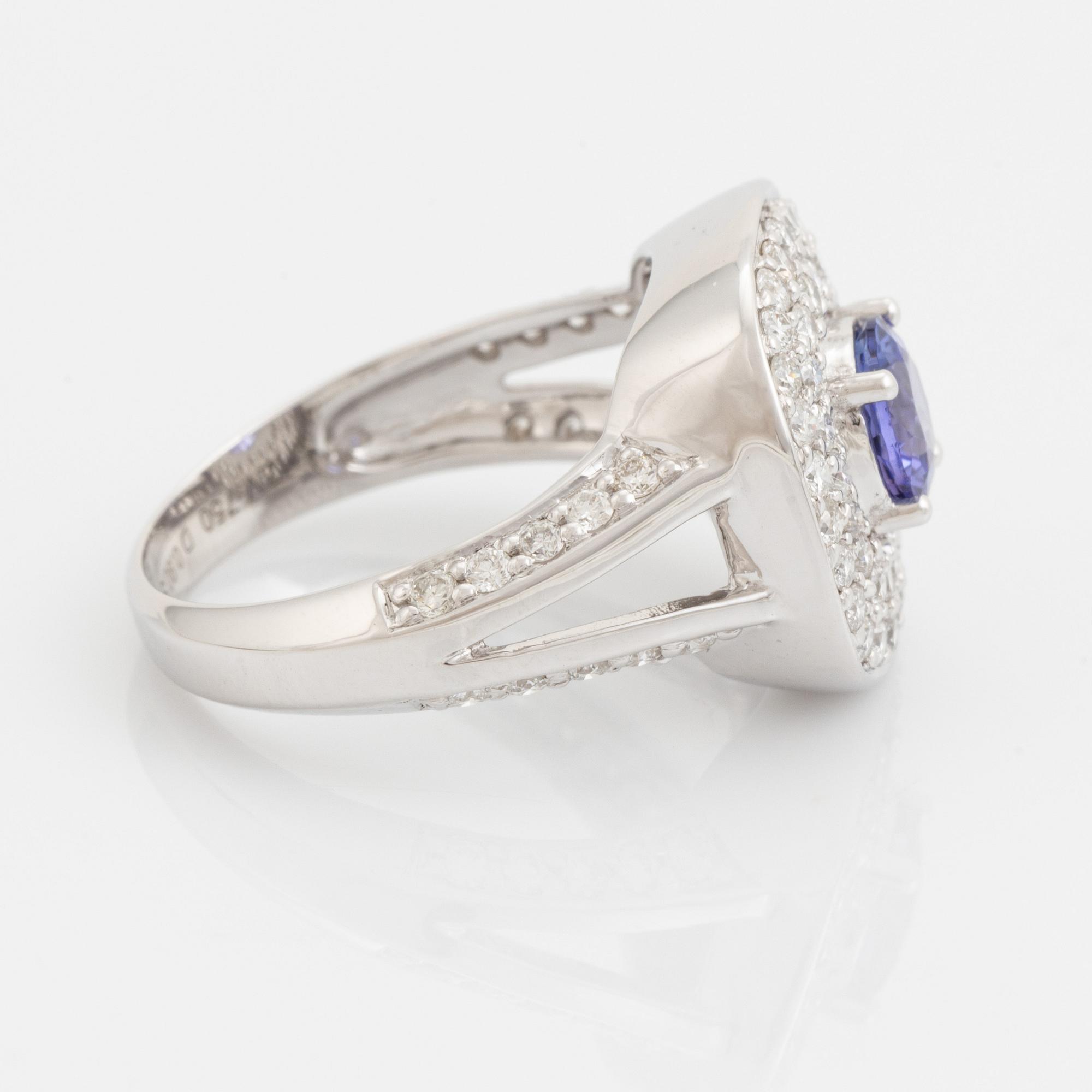 Tanzanite and brilliant cut diamond ring.