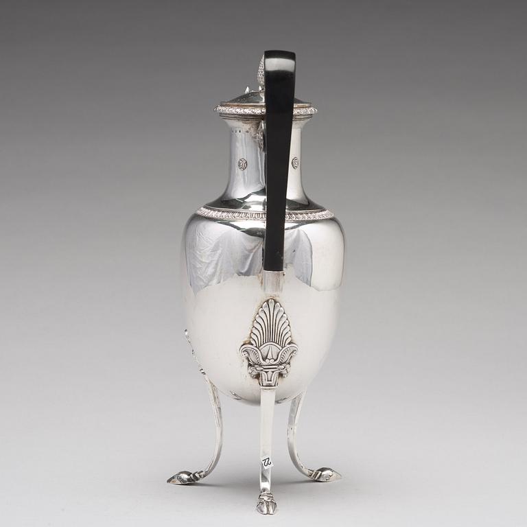 A Swedish 19th century silver coffee-pot, mark of Adolf Zethelius, Stockholm 1824.