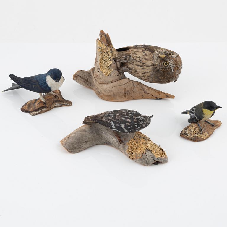 A set of four sculptures by Elin Larsson, carved wood, 1970s.