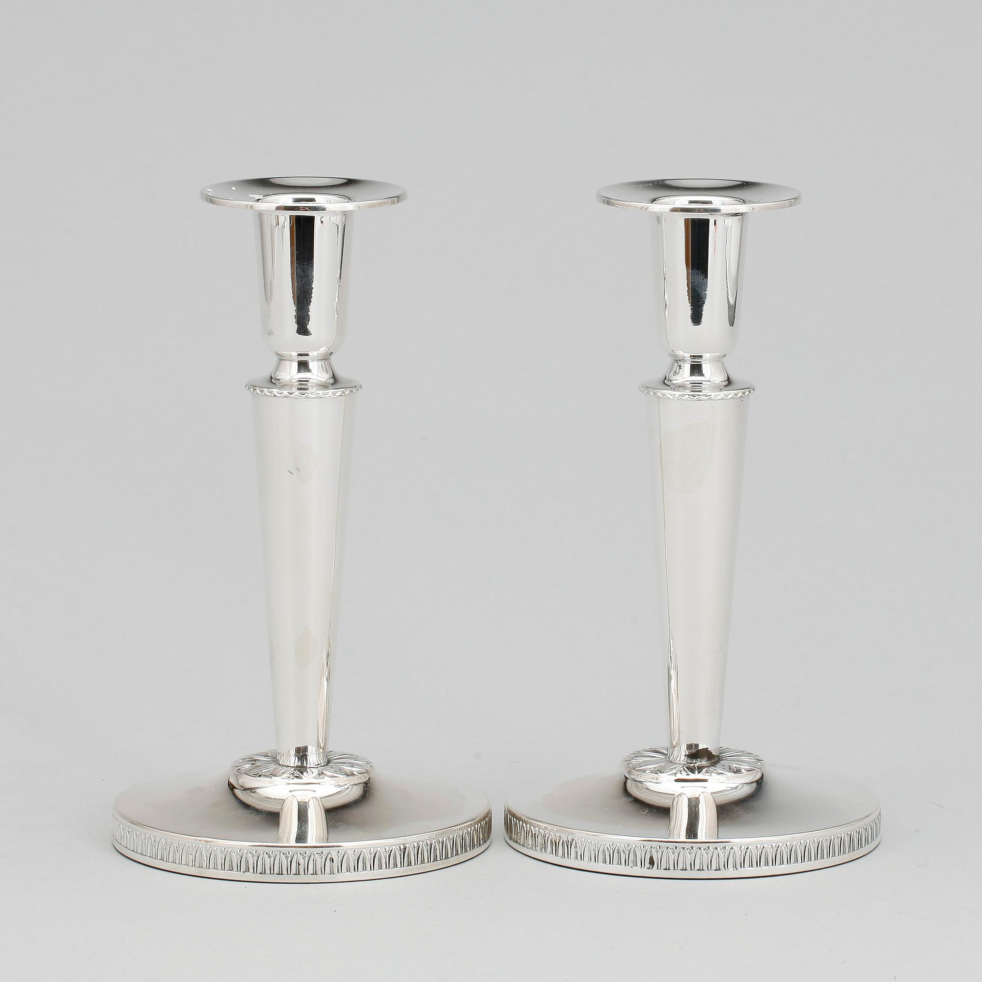 LJUSSTAKAR, ett par, silver, K&EC, Göteborg, 1959.