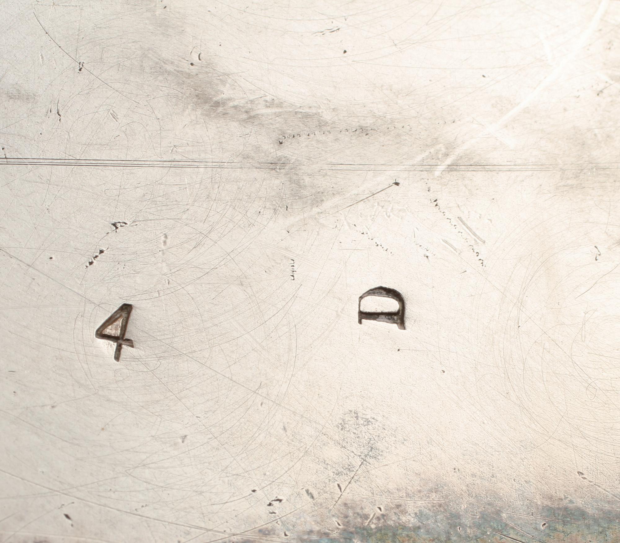 SKRIN, försilvrat tenn, Bitter & Gobbers, Metallwaren Fabrik (B&G Imperial), Krefeld, Tyskland, jugend, omkring 1900.