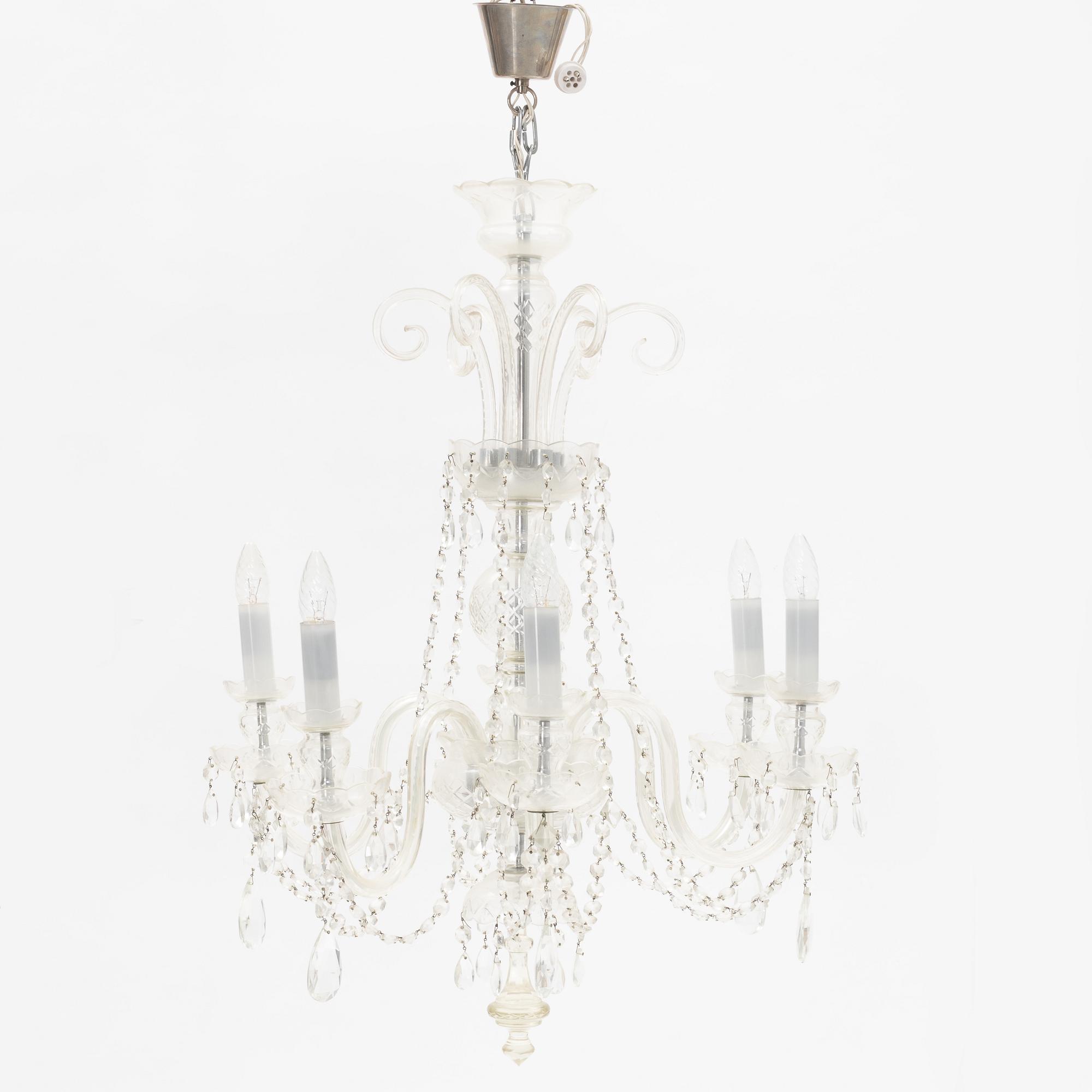 A glass chandelier, 20th Century.