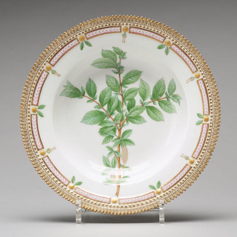 A set of  six Royal Copenhagen 'Flora Danica' soup dishes, Denmark, 20th Century.