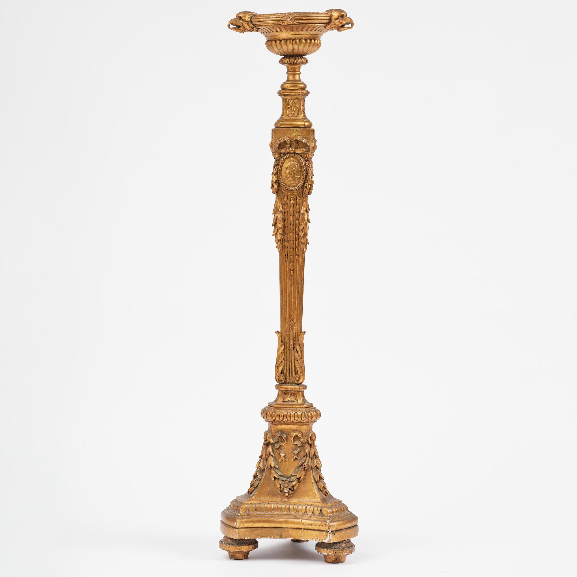 A Gustavian giltwood guéridon, Stockholm, late 18th century.