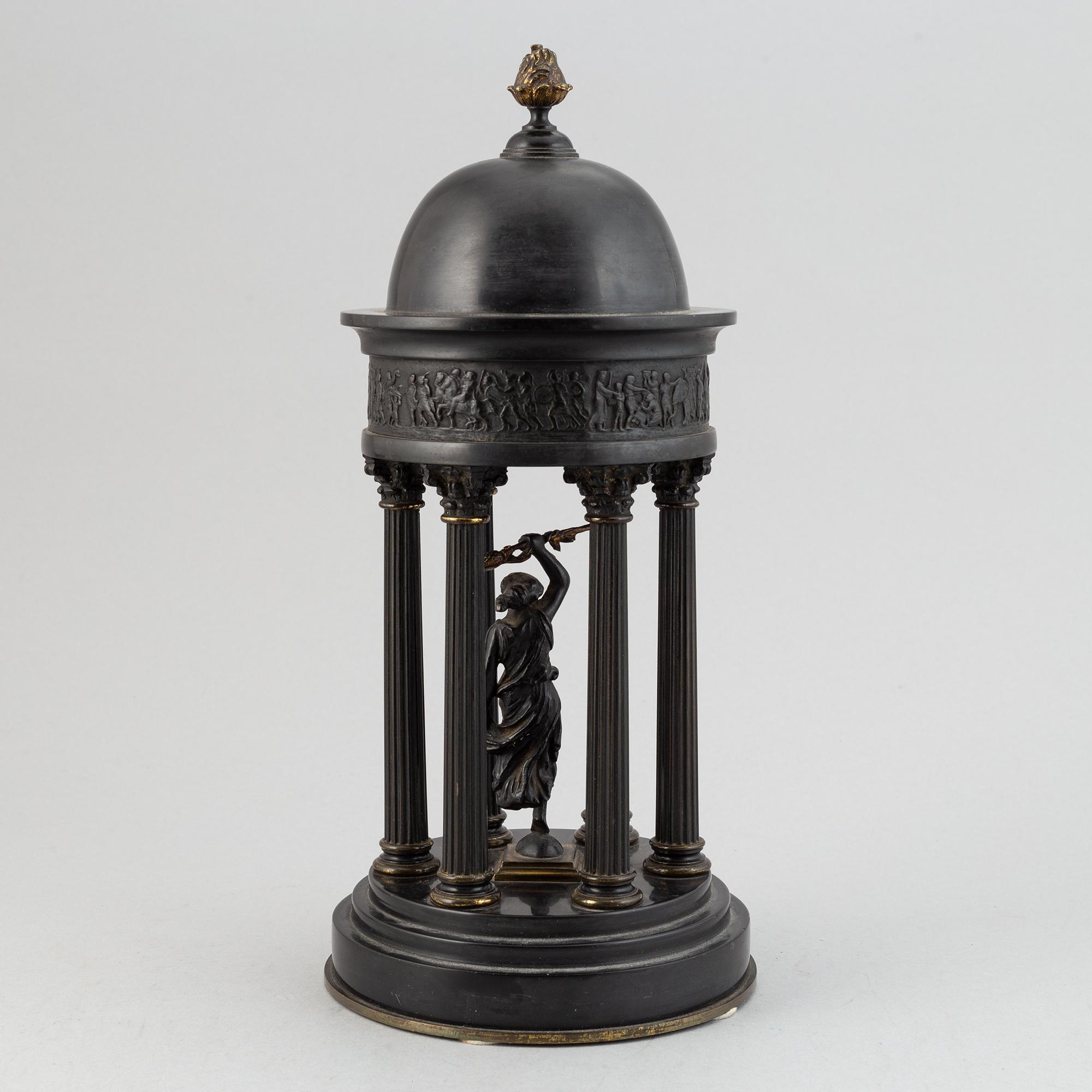 A stone and brass table decoration, late 19th century.