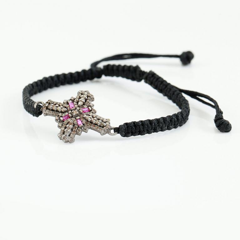 ARMBAND, silver, diamanter och rubiner.