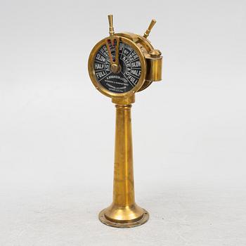An engine room telegraph, brass, Robinson & Co Ltd Liverpool & Glasgow, first half of the 20th Century.