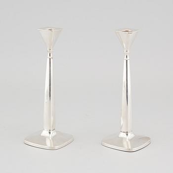 A pair of silver candlesticks by Tore Eldh for K&Ec in Gothenburg, 1970.