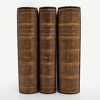 Bibliofilupplagan 3 volymer av von Wright: Svenska fåglar.