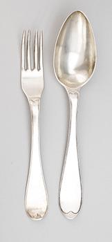 PARTI BESTICK, 8 st, silver, bl a E. Björkman, 1811, vikt ca 508 g.