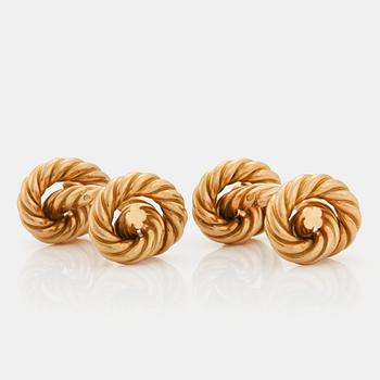 818. A pair of 1950/60's 'Cordage Noued' cuff-links by Hermès.