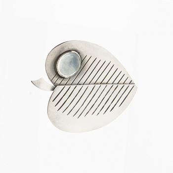 Brooch, sterling silver with rock crystal, Atelier Waldermar Jonsson, Skara, 1954.