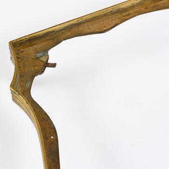 A Gustavian three-piece brass and glass surtout de table, Stockholm, later part 18th century.