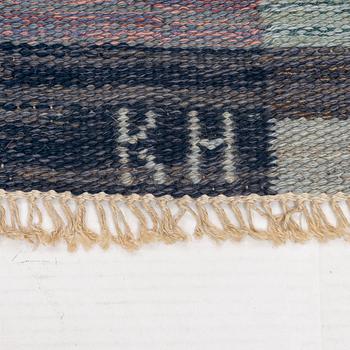 Anne Marie Elvis, a carpet, flat weave and tapestry weave, ca 248.5 x 195 cm, signed AME KH.