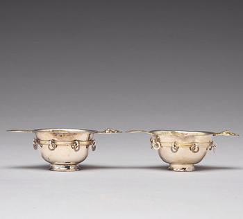 A matched pair of Swedish 18th century parcel-gilt silver brandy-bowls, mark of Johan Westerberg, Piteå (-1807-1829).