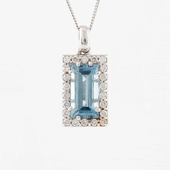 Necklace, 14K white gold with aquamarine and brilliant-cut diamonds.