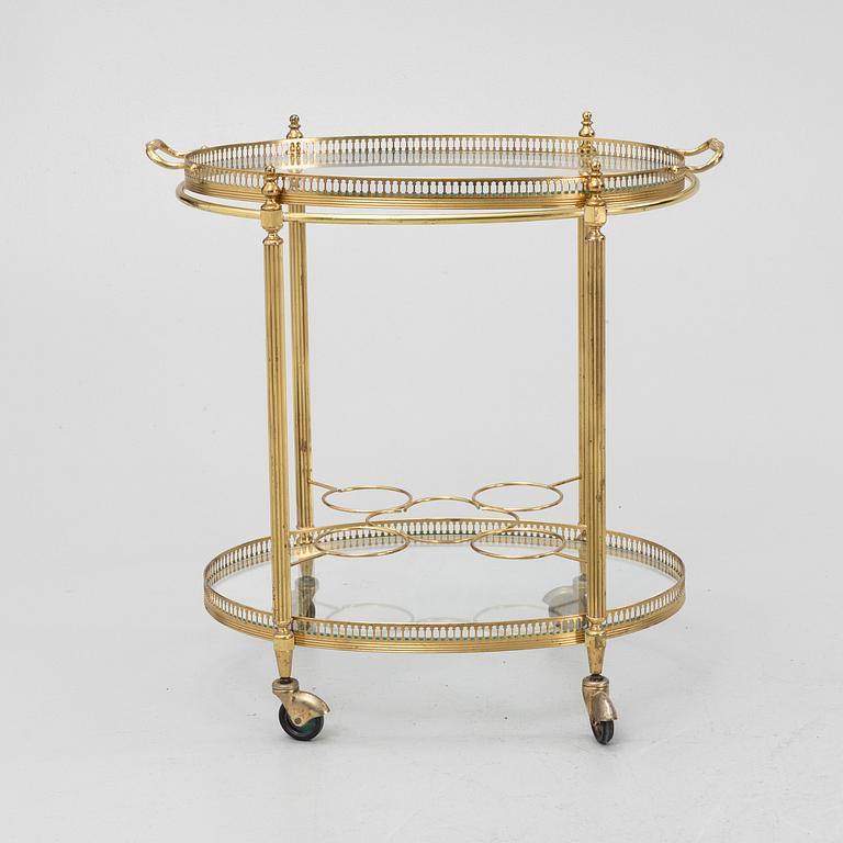 A brass and glass trolley, second part of the 20th Century.