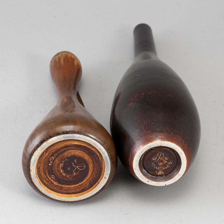 Two stoneware vases from Rörstrand, Carl-Harry Stålhane and Gunnar Nylund. .