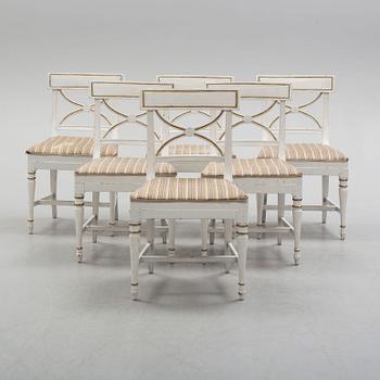 MELCHIOR LUNDBERG D.Ä., six Gustavian chairs.