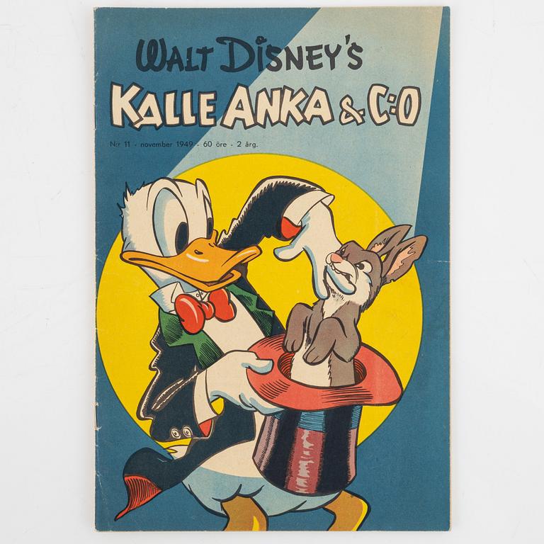 Serietidningar, "Kalle Anka & Co, 12 st, komplett årgång 1949.