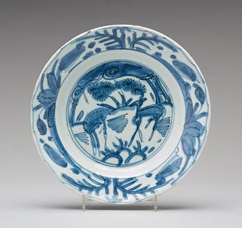 A set of six blue and white kraak dishes, Ming dynasty, Wanli (1572-1620).