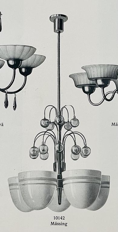Harald Notini, a pair of ceiling lamps, variant of model "10148", Arvid Böhlmarks Lampfabrik, Stockholm, 1930s.