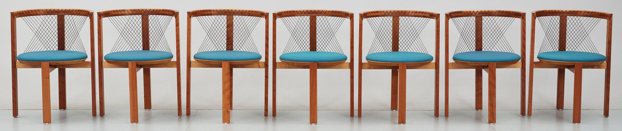 STOLAR, 7st, "String Chair", Niels Jörgen Haugesen, Danmark, 1970-tal.