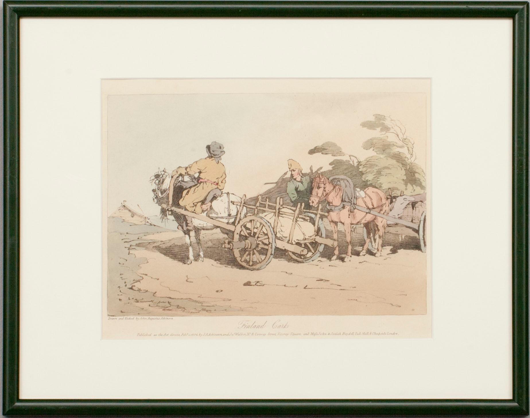 ETSNINGAR, 4 st, kolorerade, efter John Augustus Atkinson  (1775-1833). England 1804.