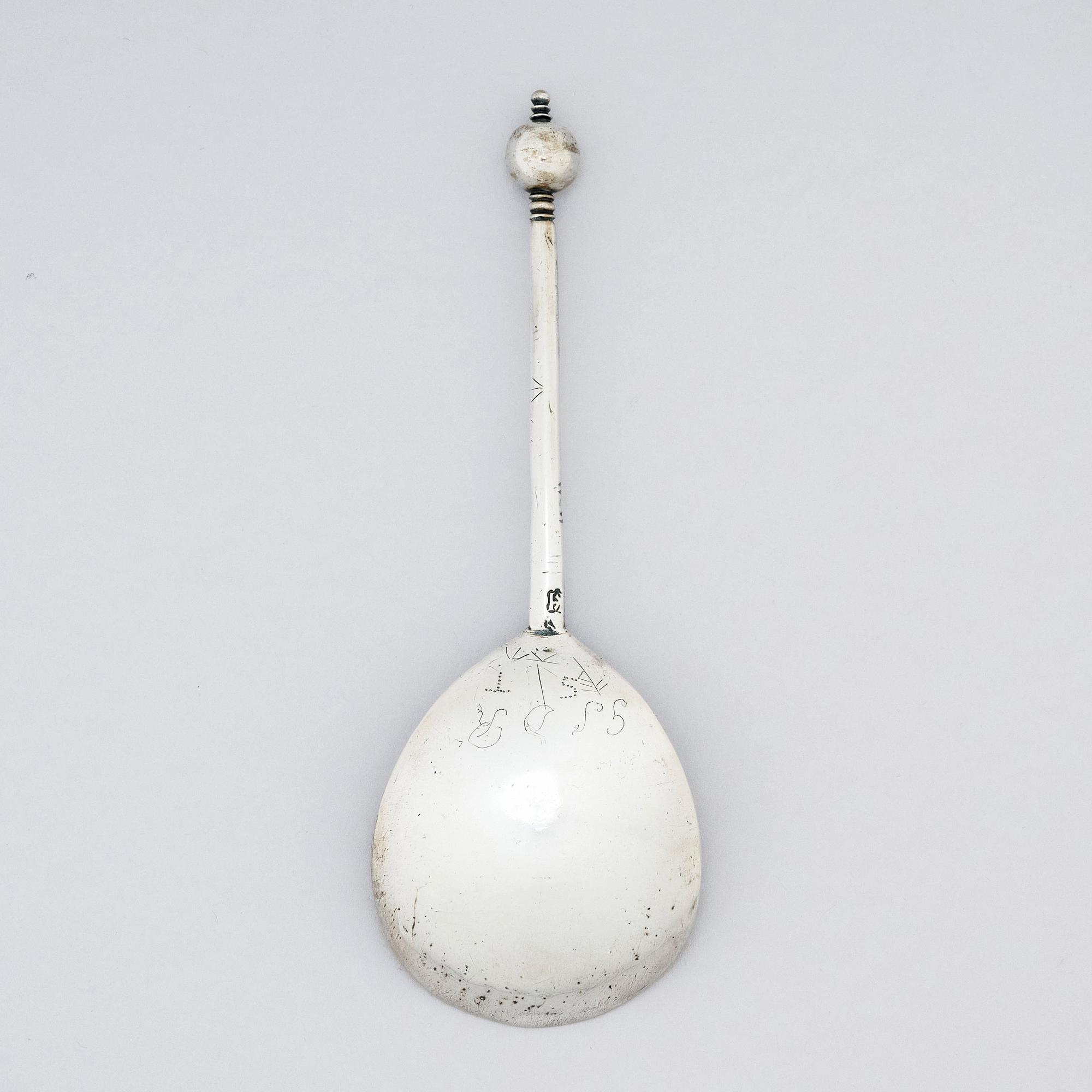 Sked, silver, sannolikt Norge, 1700-tal, otydlig mästarstämpel KH.