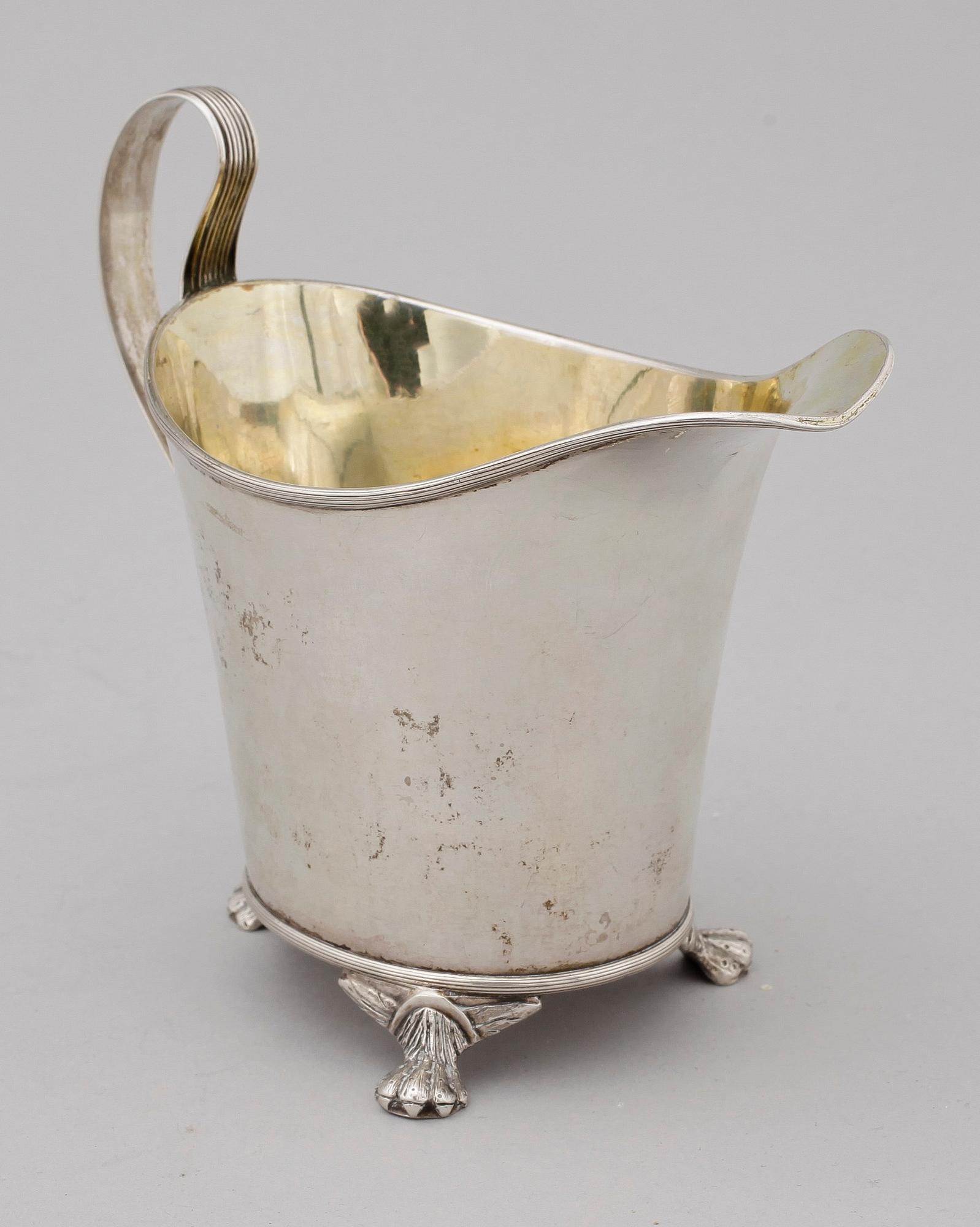 GRÄDDKANNA, silver, empire, Nils Tornberg, Linköping 1814. Vikt ca 143 gram.